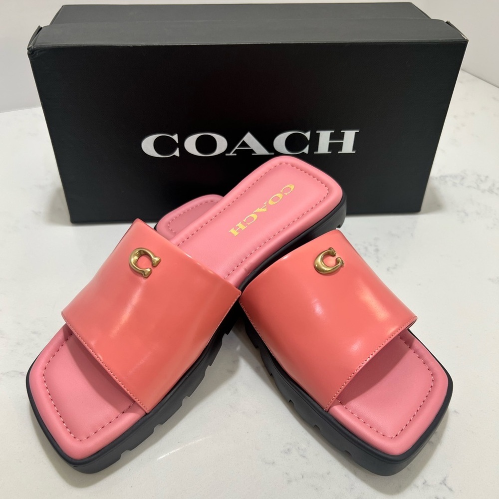 Coach Women's Pink Slide Sandals - Picture 2 of 12